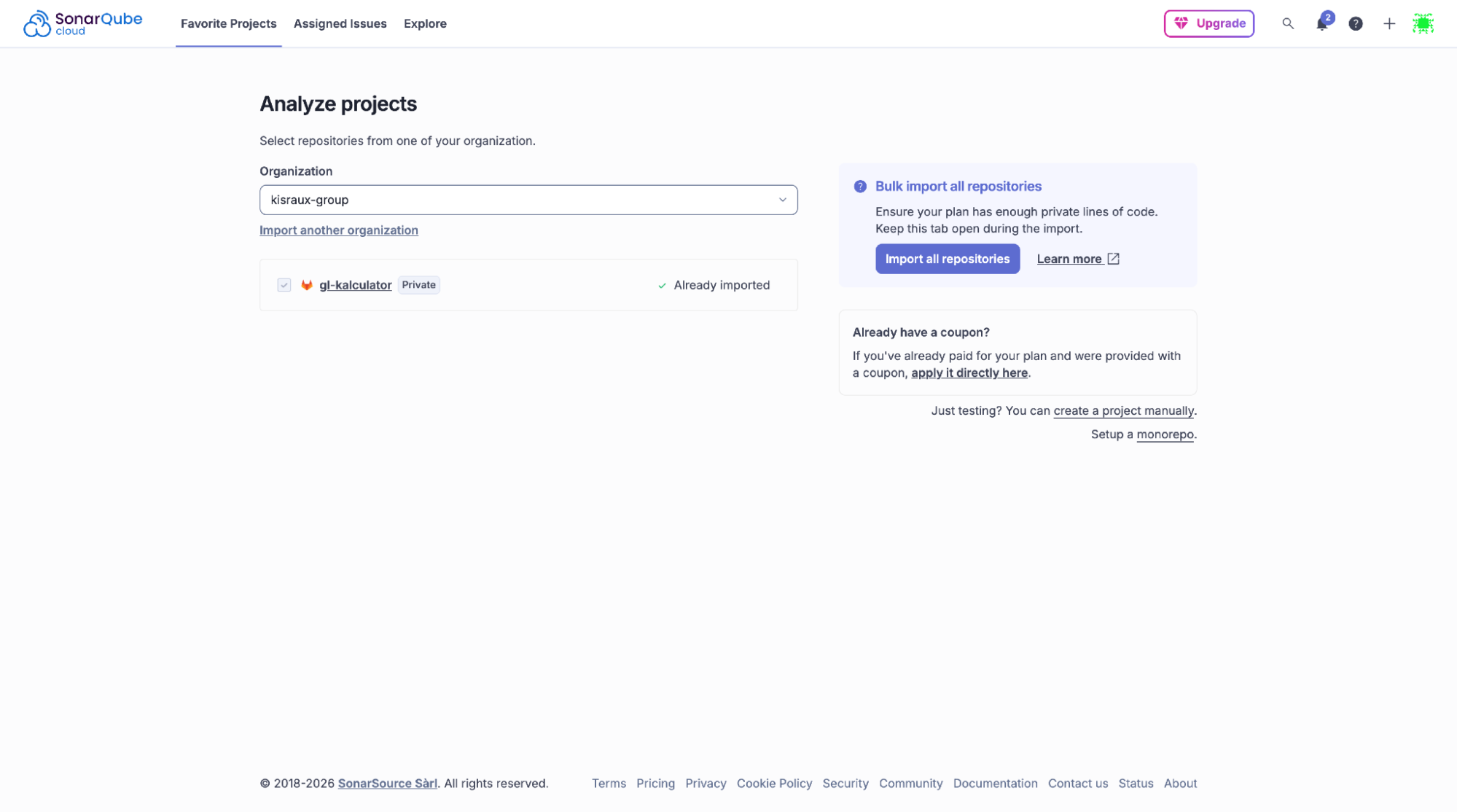 Choose the GitLab group you want to import.