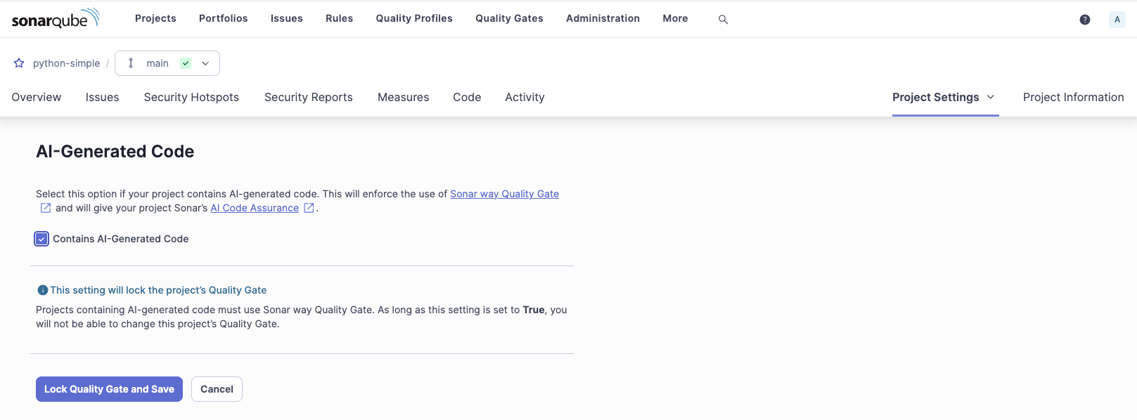 Tagging a project with AI generated code