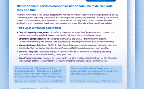 Image for Integrated code quality and security for financial services