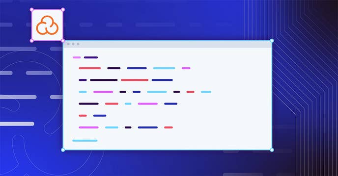 Developer screen showing code with sonarcloud logo.