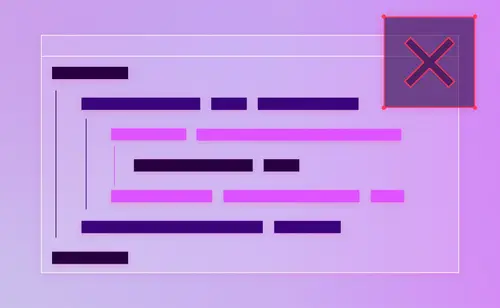 An artistic impression of nested code with a big red cross over the top right corner.