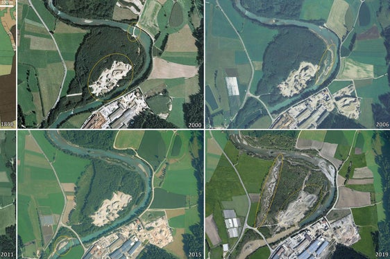 Cronologia degli interventi di riqualificazione fluviale effettuati nel torrente Aurino in località Gatzaue.