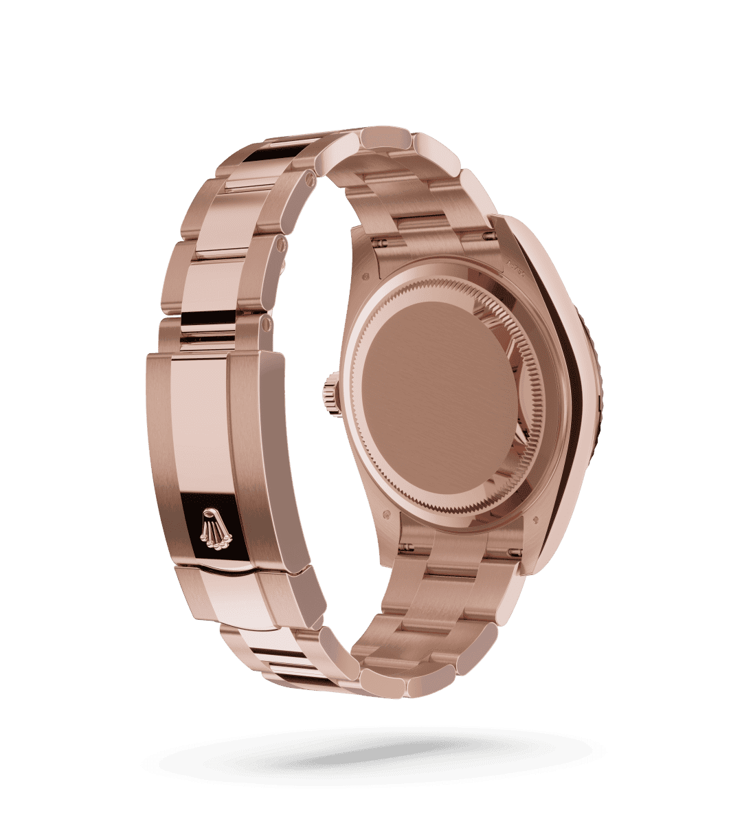 Rolex Sky-Dweller in Oyster, 42 mm, Everose gold with a Blue-green dial, Fluted, bidirectional rotatable Rolex Ring Command bezel, and Oyster, three-piece solid links bracelet