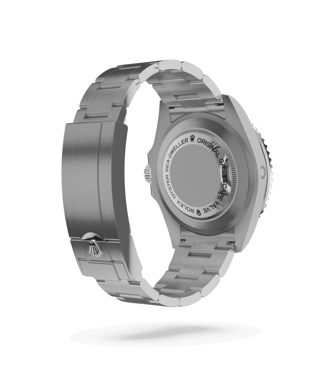 Rolex Sea-Dweller in Oyster, 43 mm, Oystersteel with a Diepzwart dial, Unidirectioneel draaibaar met 60-minutenverdeling, krasbestendige Cerachrom-ring van zwarte keramiek, cijfers en schaalverdelingen met platina coating bezel, and Oyster, massieve driedelige schakels bracelet