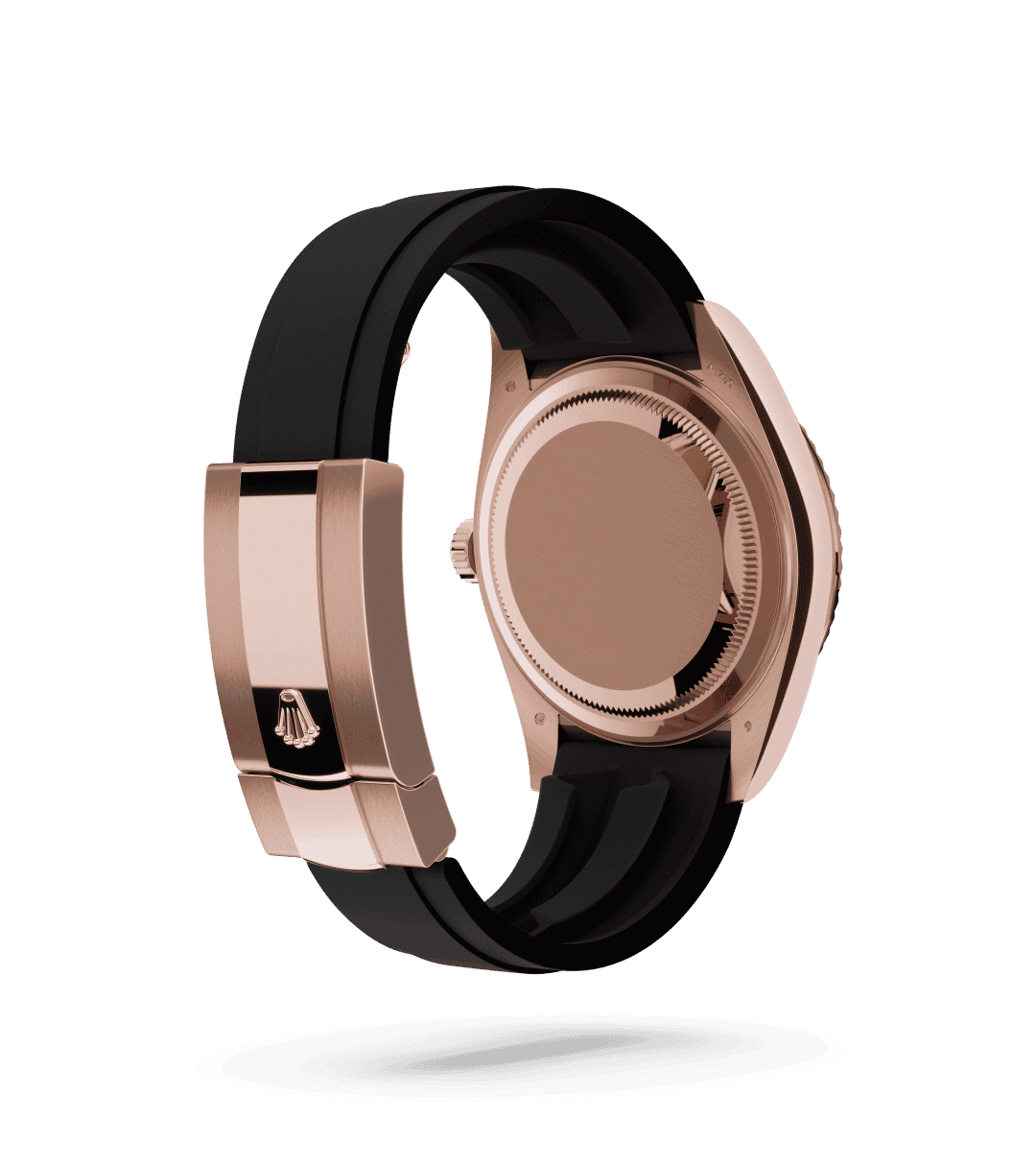 Rolex Sky-Dweller in Oyster, 42 mm, Everose-goud with a Hagelwit dial, Gekartelde, bidirectioneel draaibare ‘Rolex Ring Command’ bezel, and Oysterflex-band bracelet