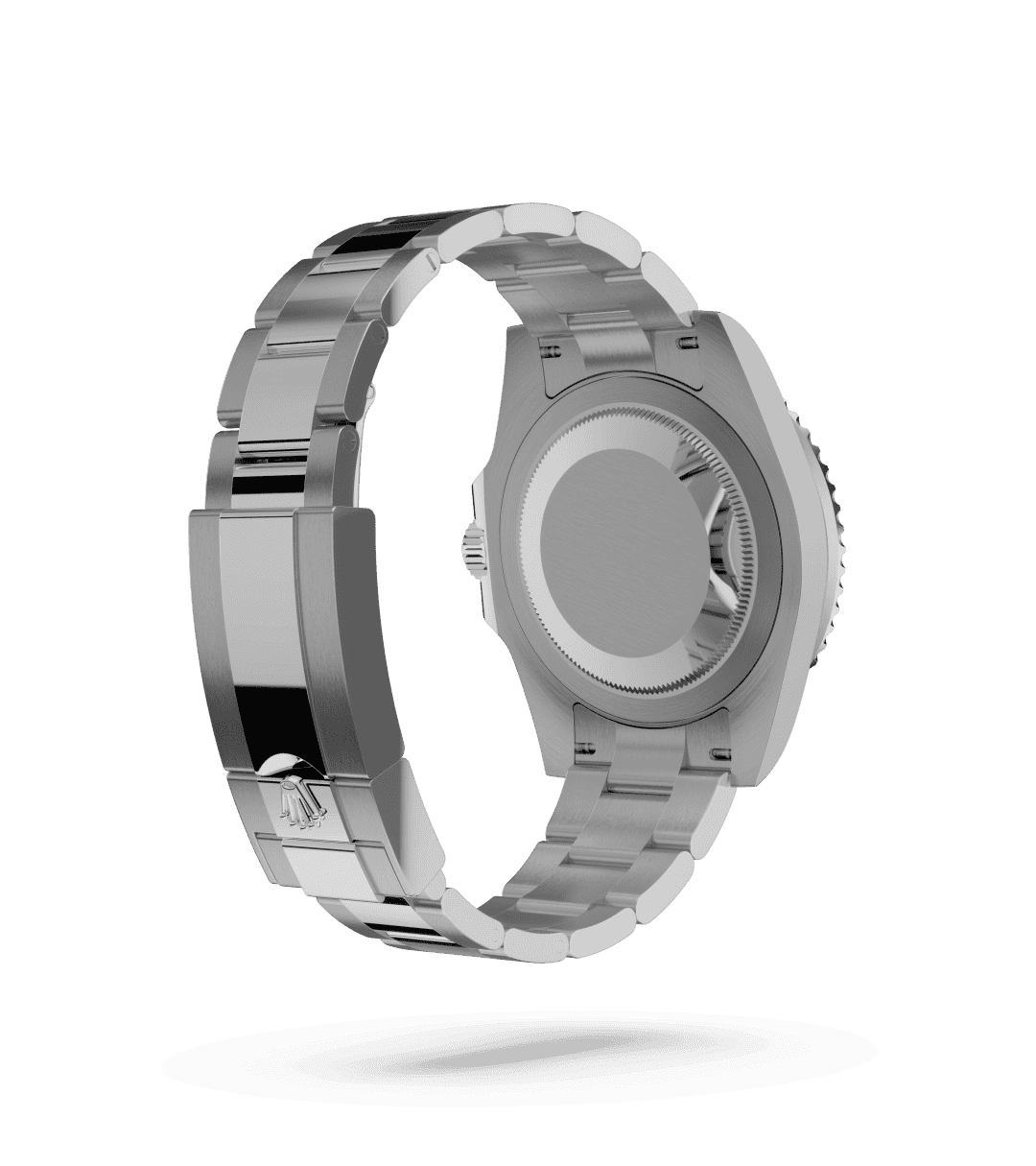 Rolex GMT-Master II in Oyster, 40 mm, Oystersteel with a Zwart dial, Bidirectioneel draaibare bezel met 24-uursaanduiding. Keramische Cerachrom-ring in de 2 kleuren blauw en zwart, gevormde cijfers en schaalverdelingen bezel, and Oyster, massieve driedelige schakels bracelet