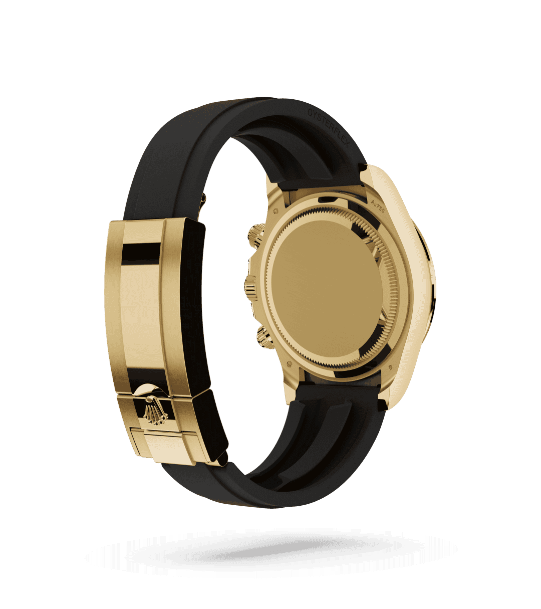 Rolex Cosmograph Daytona in Oyster, 40 mm, yellow gold and diamonds with a Golden, bright black counter rings set with diamonds dial, Set with diamonds bezel, and Oysterflex bracelet