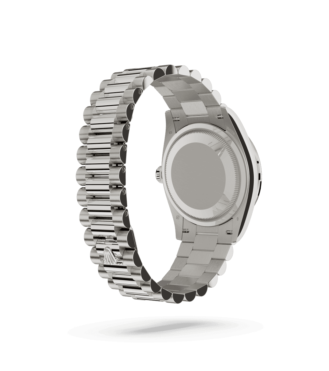 Rolex Day-Date 36 in Oyster, 36 mm, witgoud en diamanten with a Roze, bezet met diamanten dial, Bezet met diamanten bezel, and President, halfronde driedelige schakels bracelet