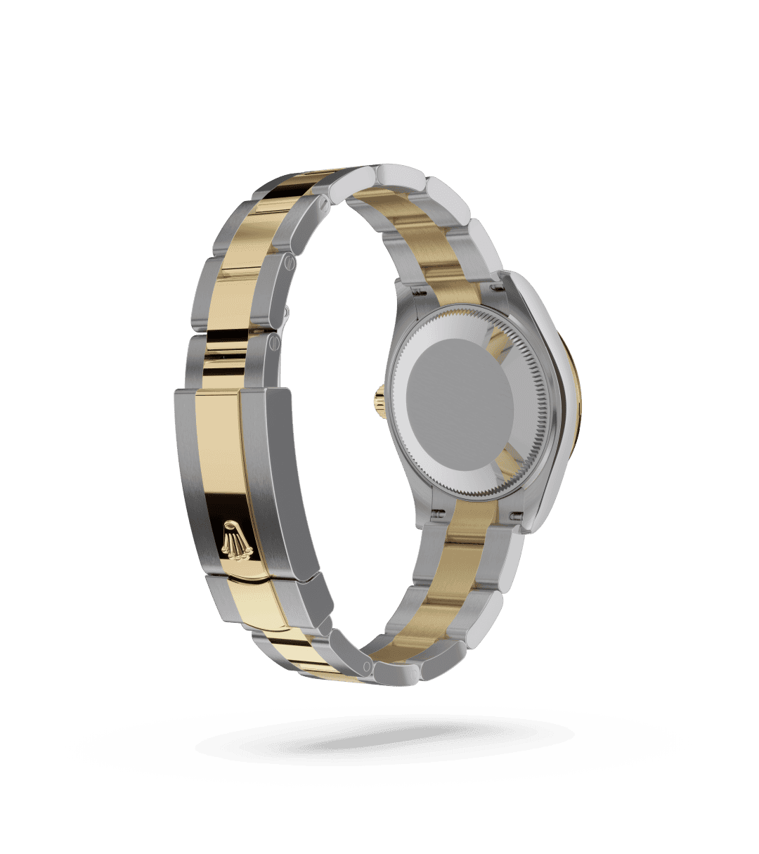 Rolex Datejust 31 in Oyster, 31 mm, Oystersteel en geelgoud with a Zilverkleurig bezet met diamanten dial, Gekarteld bezel, and Oyster, massieve driedelige schakels bracelet