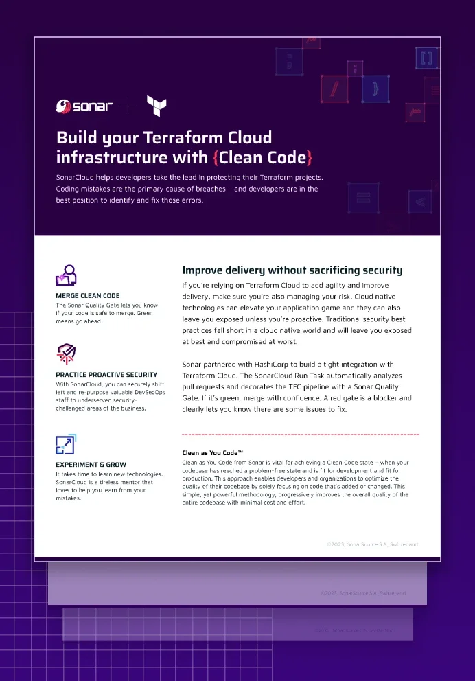 Downloadable PDF solution brief, SonarCloud Terraform Run Task.