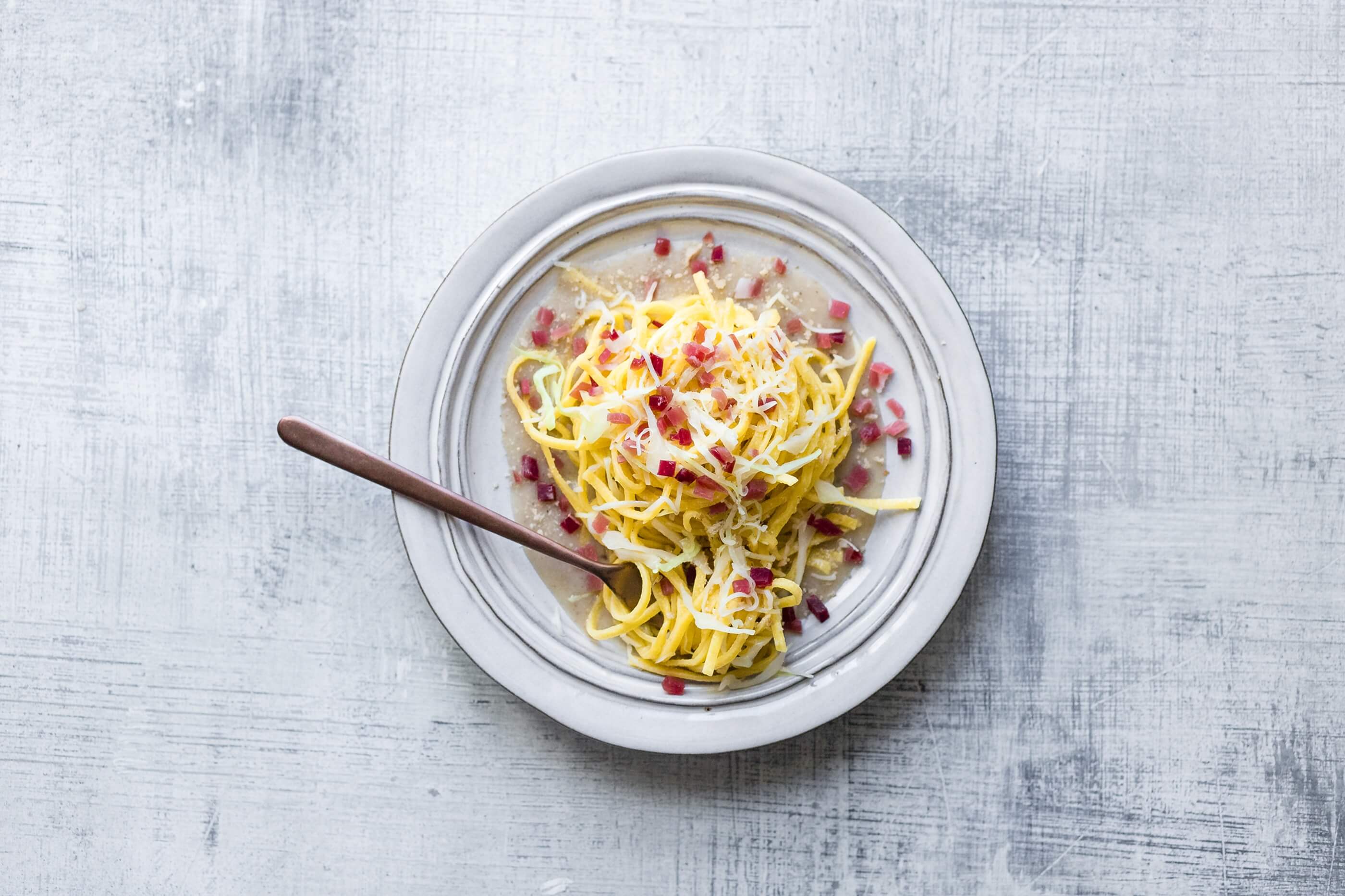 Spaghetti with Speck Alto Adige IGP