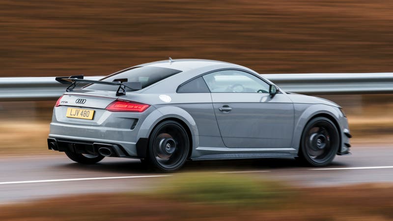 Audi TT RS Iconic Edition driving (side/rear)
