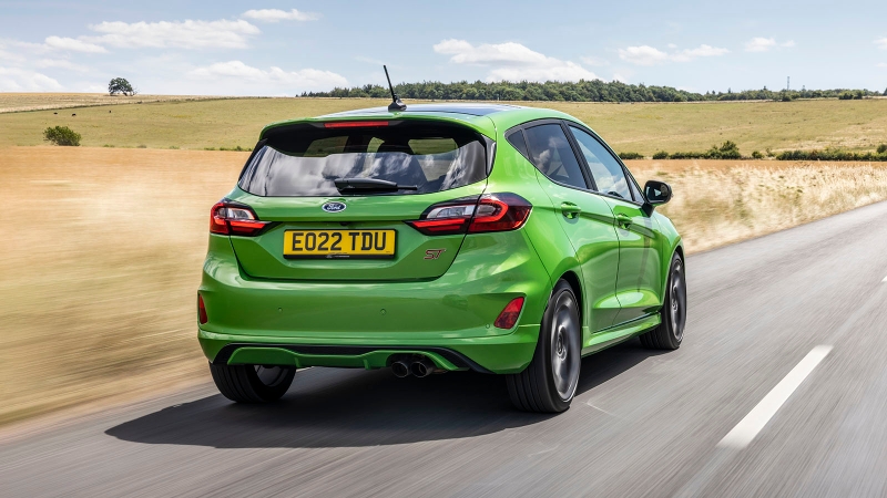 Ford Fiesta ST in green rear three quarter