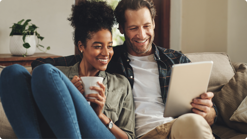 Couple looking at tablet