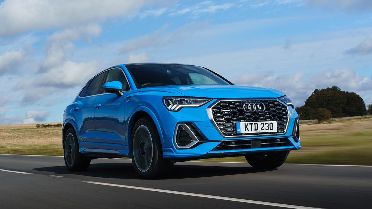 Audi Q3 Sportback in light blue, driving shot