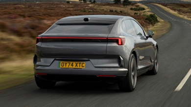 Polestar 4 driving rear view