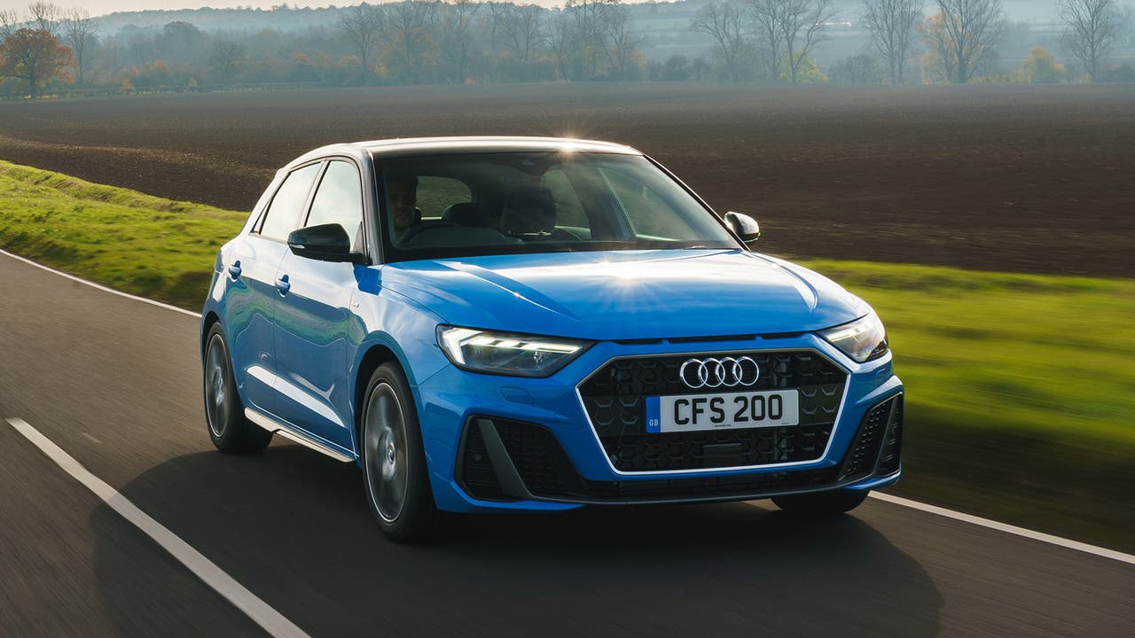 Audi A1 in blue, driving shot