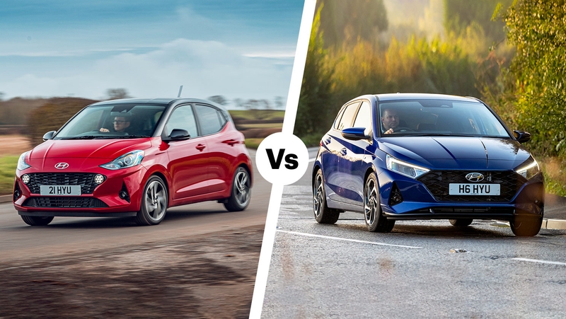 Hyundai i10 vs Hyundai i20 front three quarter