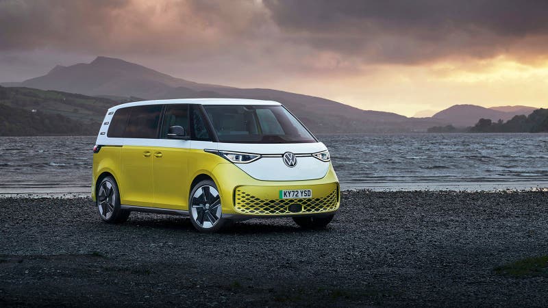 Volkswagen ID.Buzz in white/yellow two-tone – static