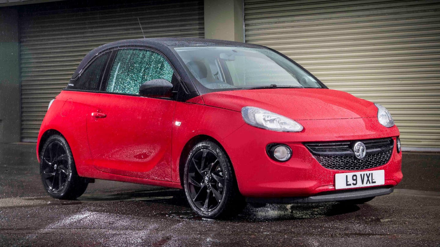 Vauxhall Adam parked, rainy