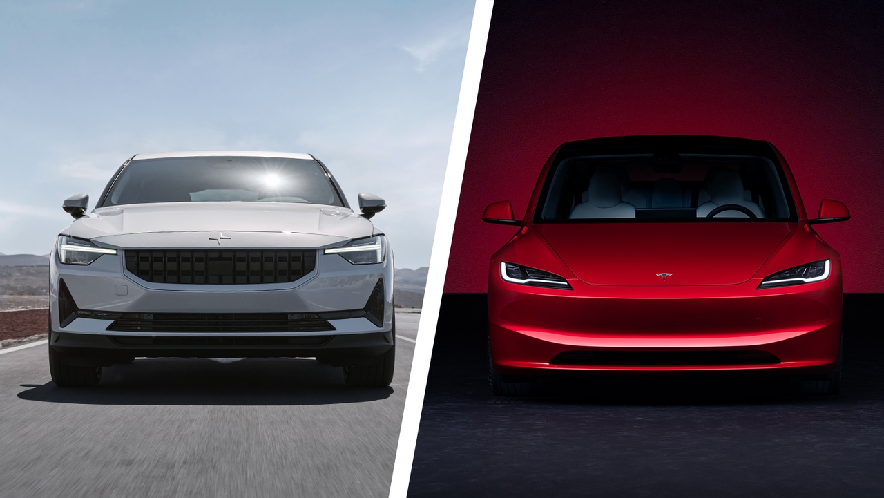 Polestar 2 vs Tesla Model 3 front