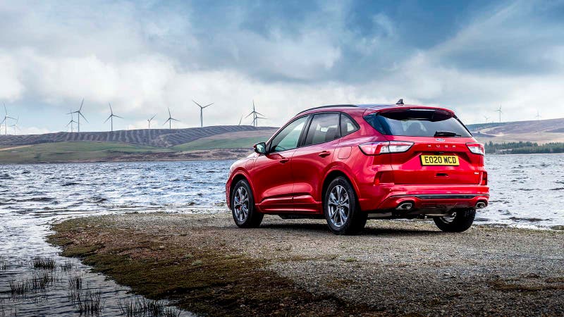 Ford Kuga in red, rear three quarter