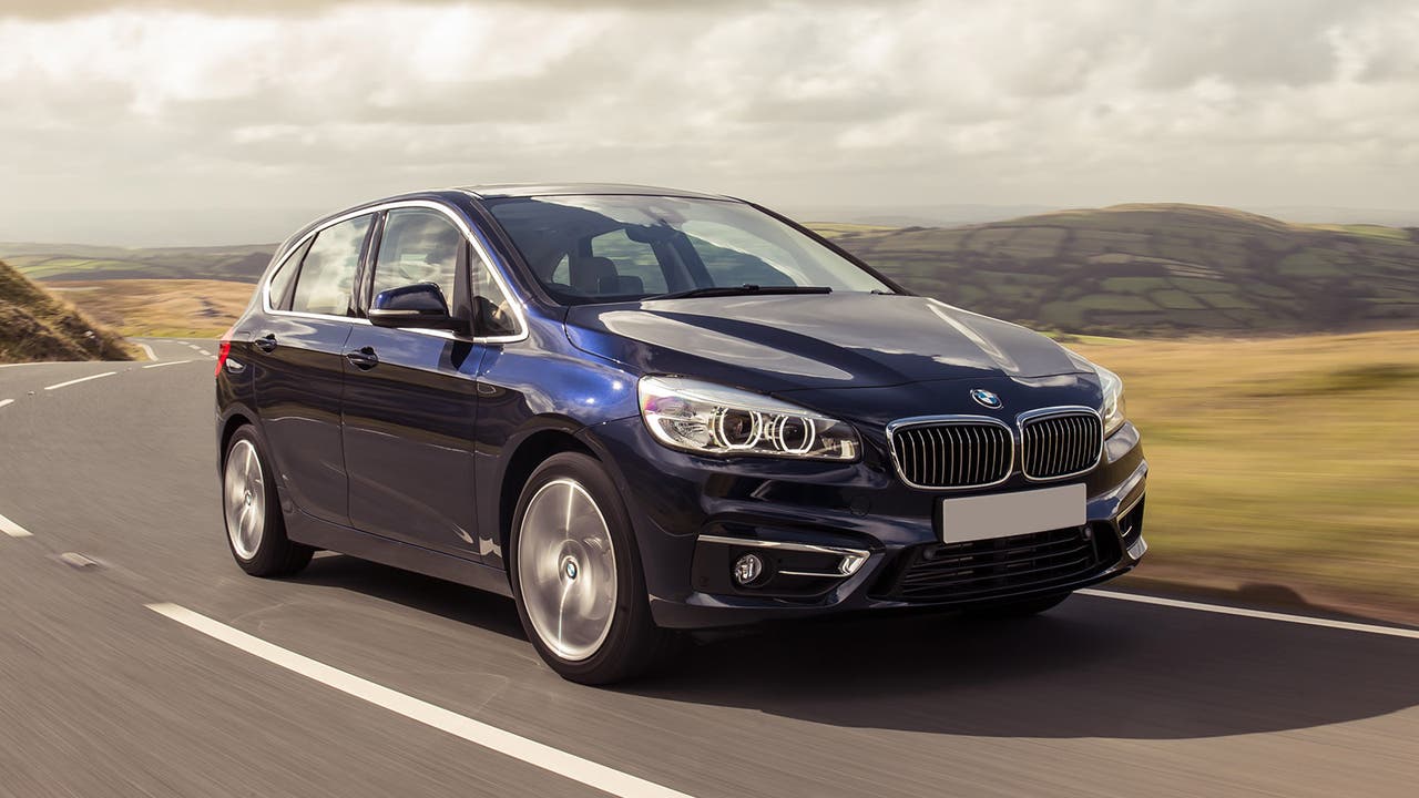 BMW 2 Series Active Tourer in navy blue, driving shot