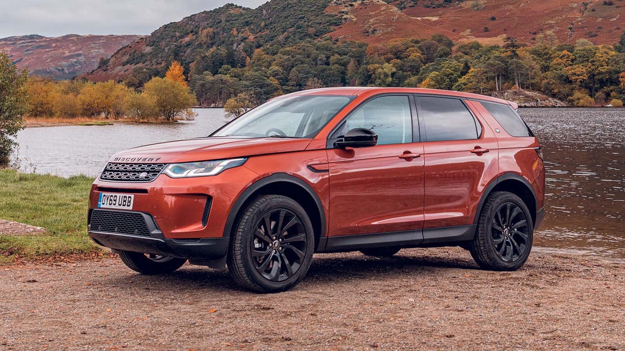 Land Rover Discovery Sport in orange, static shot