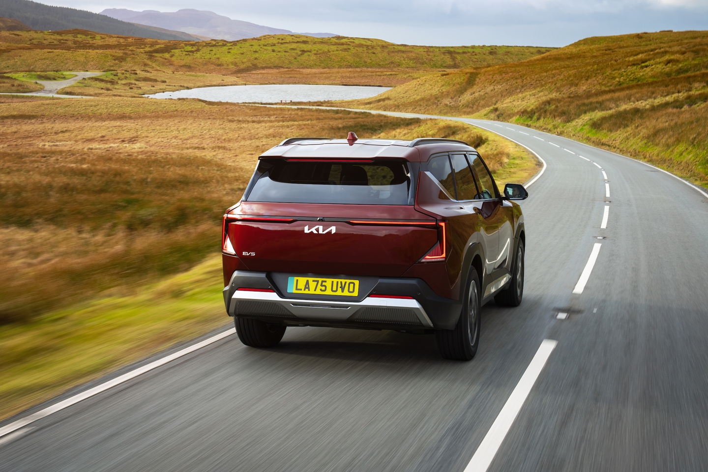 Kia ev5 driving rear