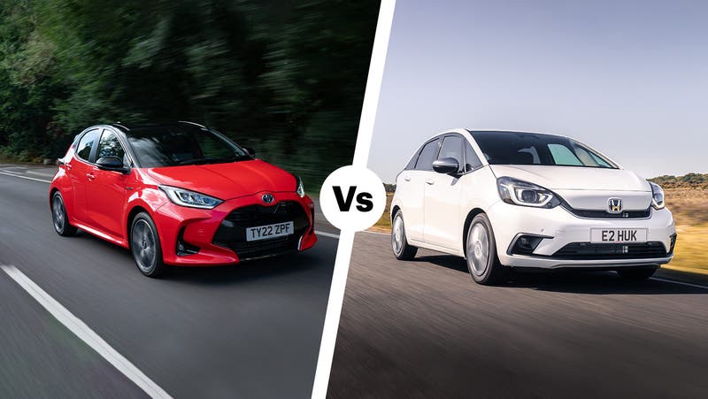 Toyota Yaris vs Honda Jazz front three quarter