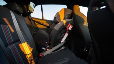 Skoda Fabia rear seats with child seat installed