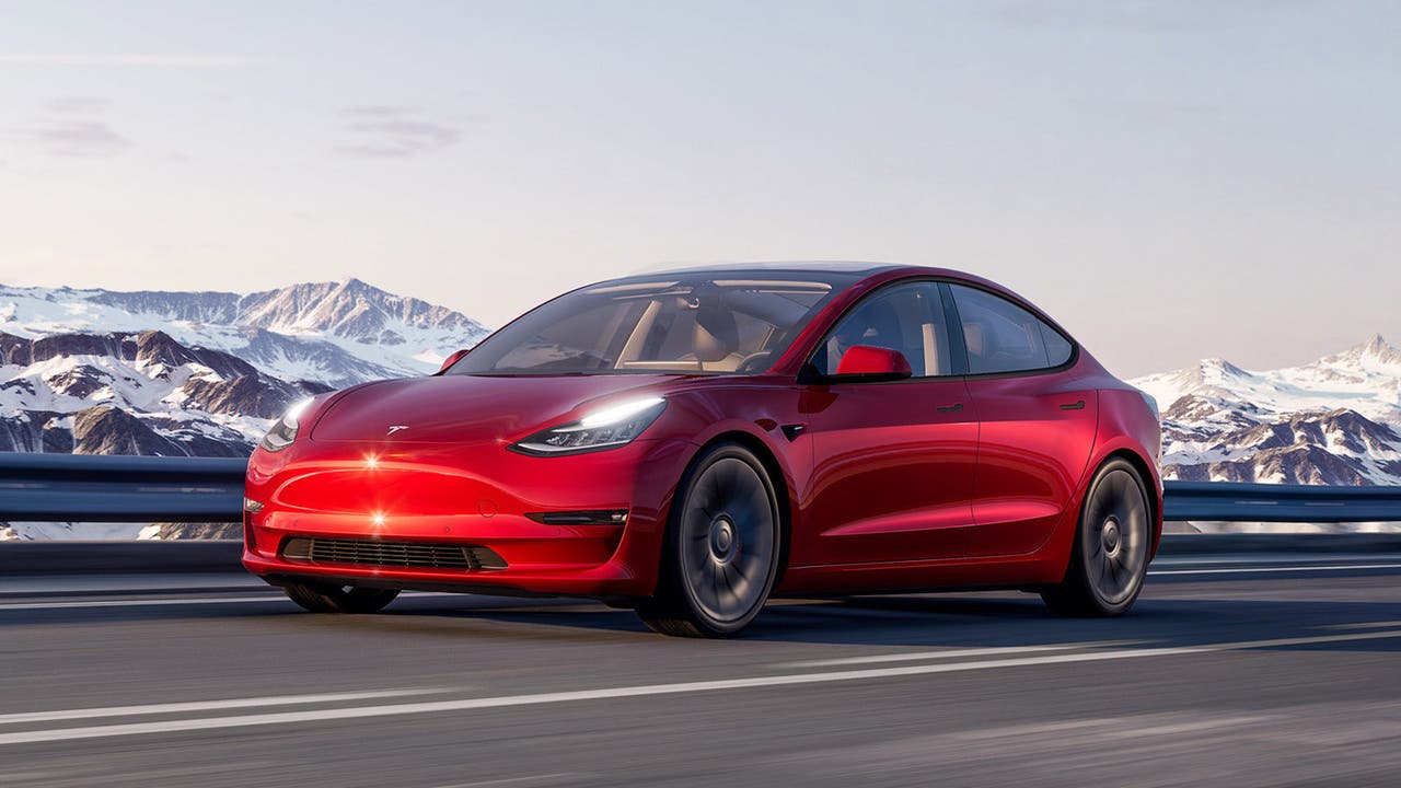 Tesla Model 3 in red