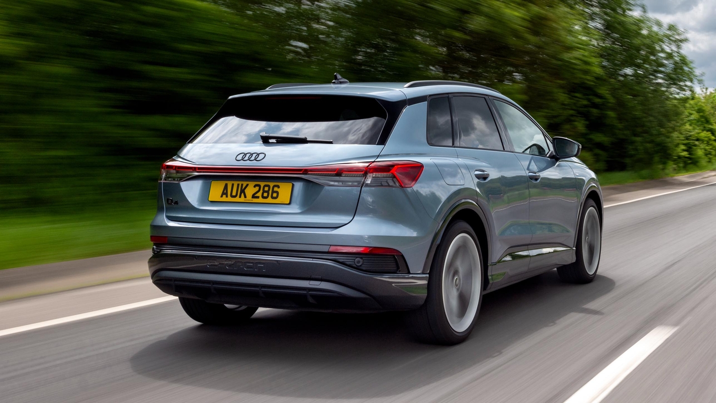 Audi Q4 driving rear view
