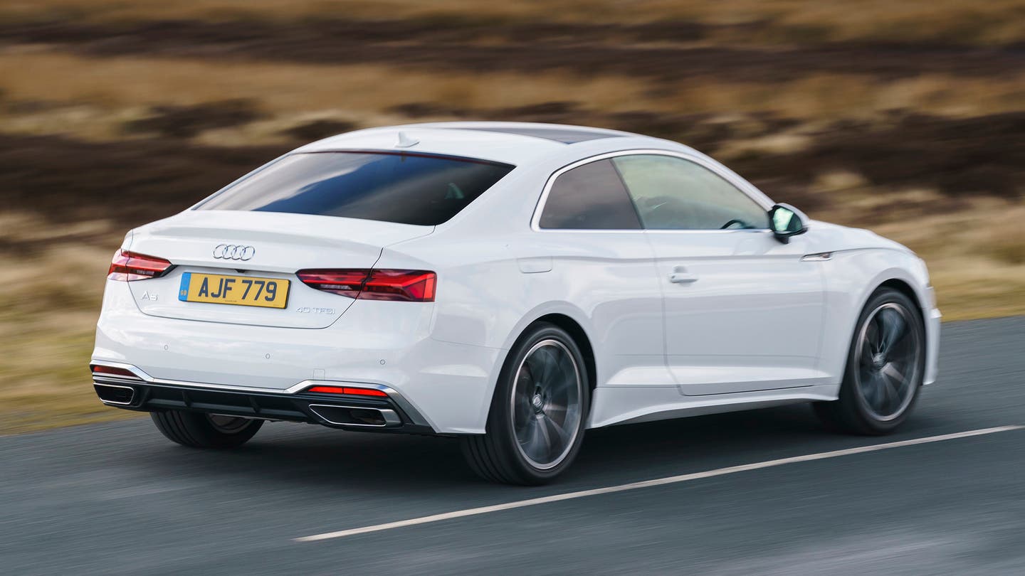 Audi A5 coupe driving rear view