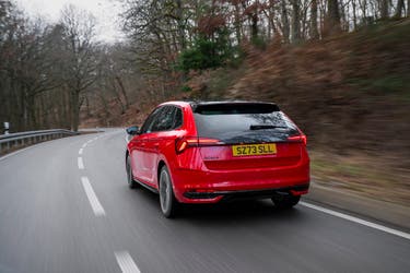 Skoda Scala facelift rear driving shot