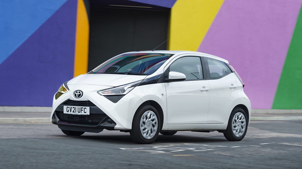 Toyota Aygo in white, static shot