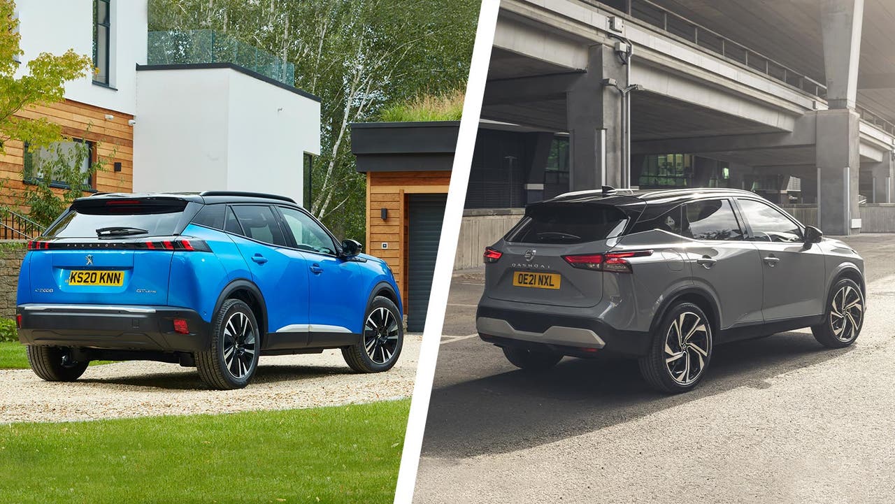 Peugeot 2008 vs Nissan Qashqai rear three quarter