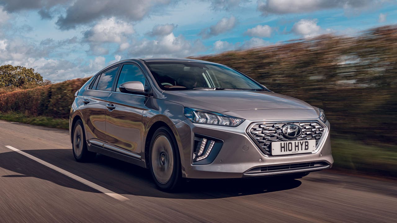 Hyundai Ioniq Hybrid in grey, driving shot