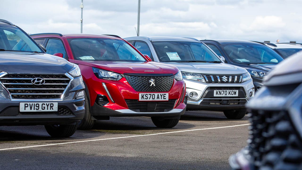 A row of small SUVs at a Motorpoint store