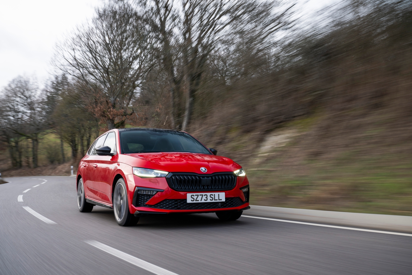 Skoda Scala facelift front driving shot