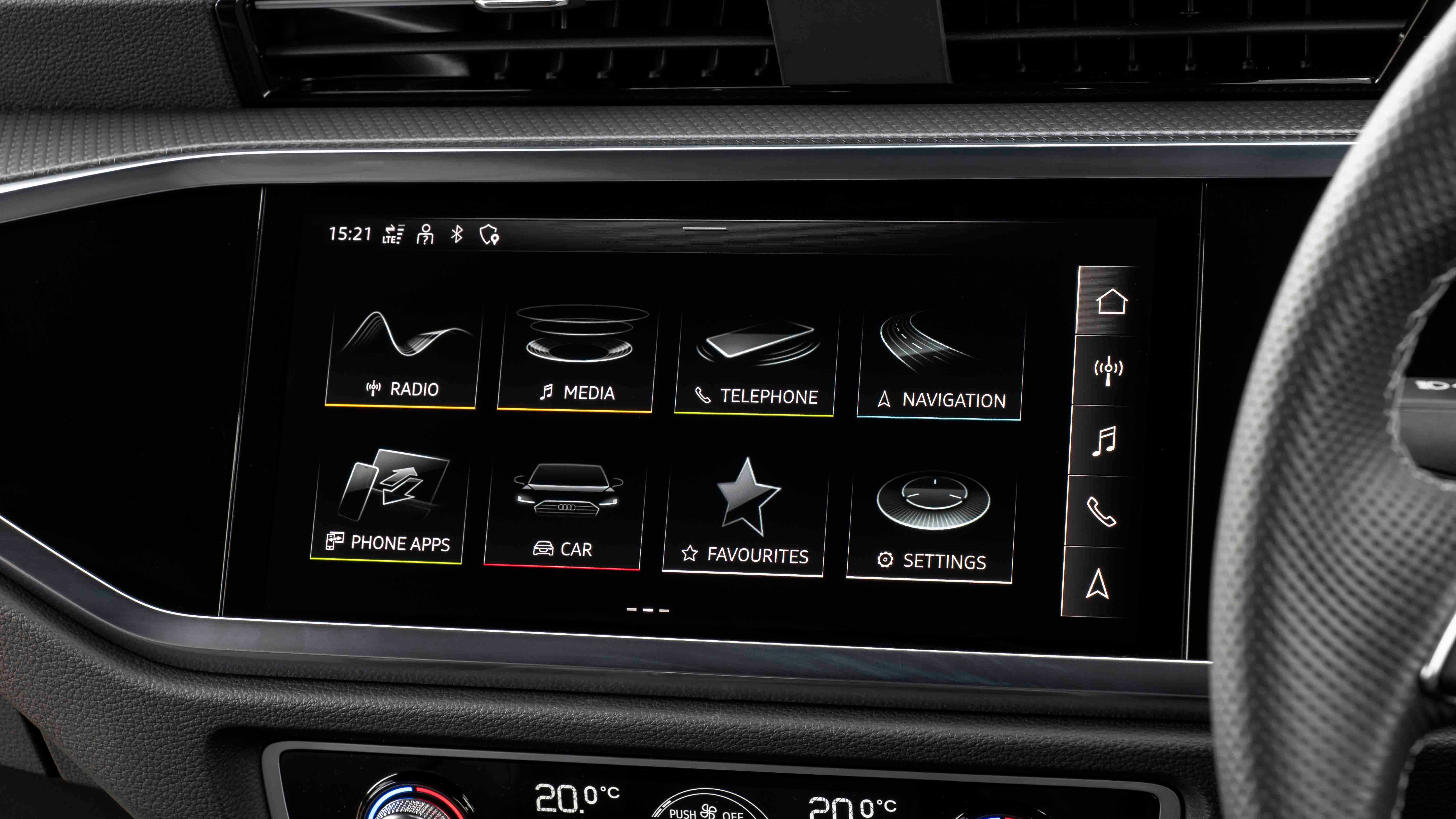 Audi Q3 home menu on touchscreen