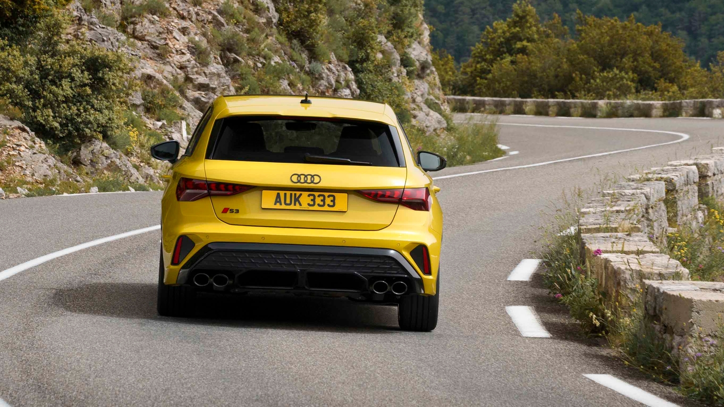 Audi S3 driving rear view