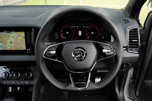 Skoda Karoq steering wheel and digital dashboard