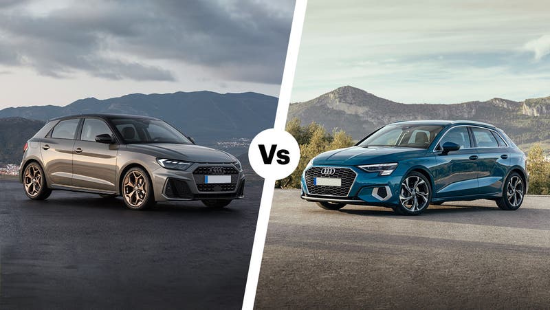 Audi A1 vs Audi A3 front three quarter shot