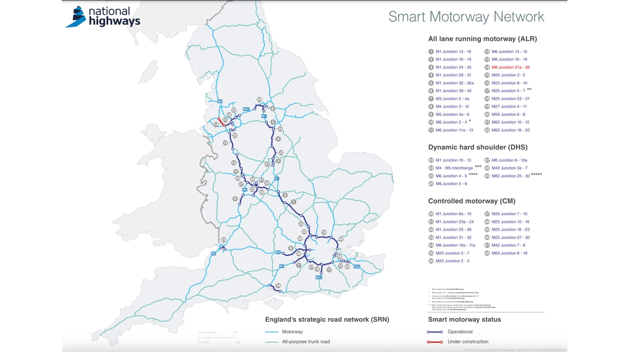 Smart motorway map 2024