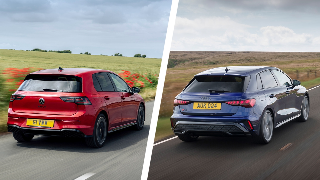 Volkswagen Golf vs Audi A3 rear three quarter