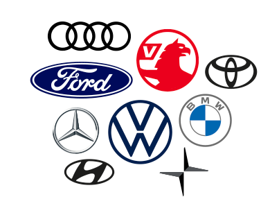 Logos from various car manufacturers