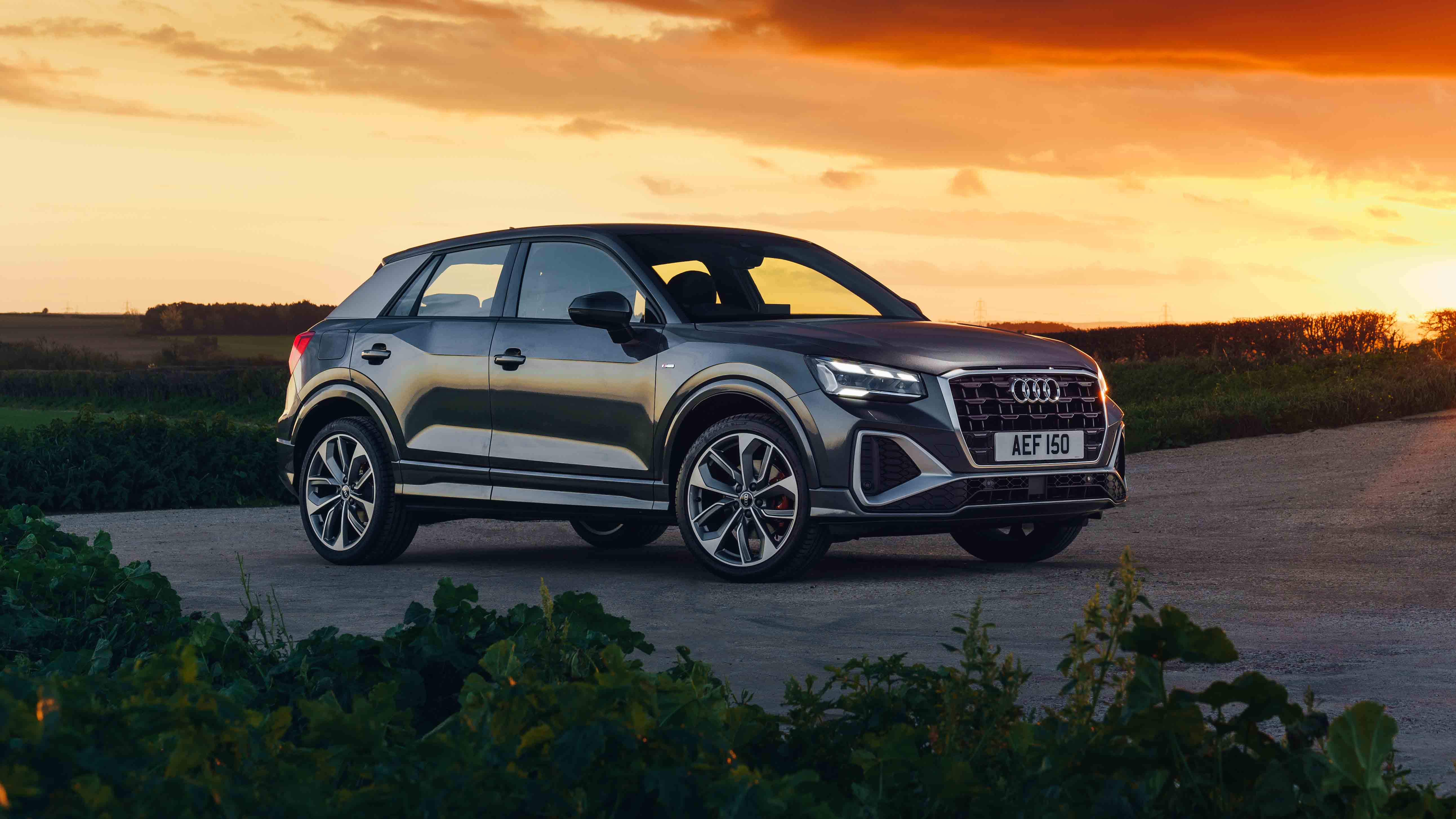 Audi Q2 in front of sunset