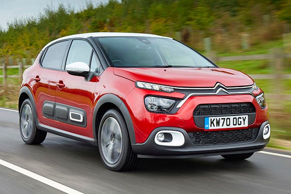 Citroen C3 (2016-2024) in red, front three quarter