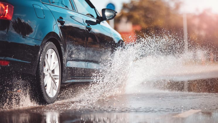 Driving in heavy rain and floods